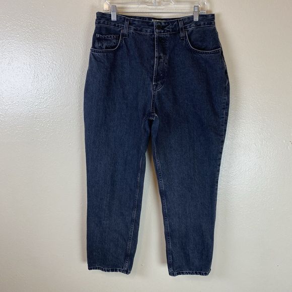 Everlane 33 The Curvy 90s Sheeky Straight Leg Jeans Ankle Black High Rise Denim - Picture 1 of 5